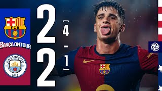 HIGHLIGHTS  FC BARCELONA 2 4  1 2 MANCHESTER CITY  USA TOUR 2024 [upl. by Snashall240]