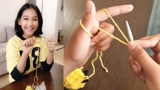 Very Easy Thumb Cast On For Beginners  Knitting Beginners Series  Knitting Step  1 Cast On [upl. by Suirauqram]