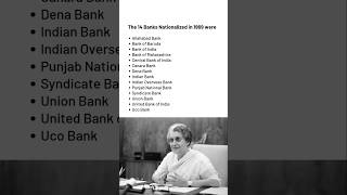 The 14 Banks Nationalized in 1969 shorts ytshortsindia indiragandhi modi shivansir [upl. by Ical]