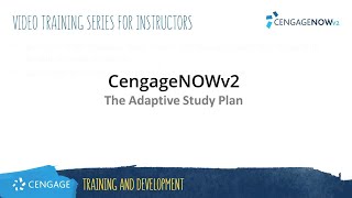 CengageNOWv2 Instructor Adaptive Study Plan [upl. by Ennalyrehc]