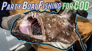 Monkfish Caught Party Boat Cod Fishing Offshore Rhode Island [upl. by Rosenquist]