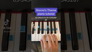 Giornos Theme easy piano tutorial [upl. by Irtak633]