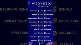 UCL MATCHDAY 4 WEDNESDAY FIXTURES SOCCER [upl. by Tipton]