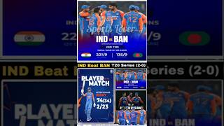 IND Beat BAN T20 series 20 Sportslover124 cricket indvsban surya t20cricket ytshorts [upl. by Refennej]