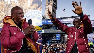 All eyes on Eliud Kipchoge at the 127TH Boston marathon 2023 FULL INTERVIEW BEFORE THE RACE [upl. by Aleira]