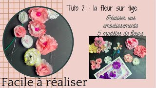 Tuto 2  La fleur renoncule sur tige et sans [upl. by Prunella882]