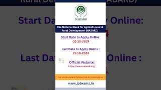 National Bank for Agriculture and Rural DevelopmentNABARD Recruitment 2024 jobvacancy shorts [upl. by Adiaroz507]