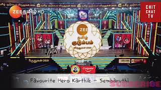 zee5  Karthik  Sembaruthi  Favourite hero award  chitchattv actor cineactorkarthik [upl. by Ahsenauq]