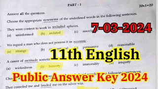 11th English Public Exam Answer Key 2024  11th English Public Answer Key 2024 [upl. by Dub586]