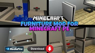 🔥FURNITURE MOD FOR MINECRAFT PE MEDIAFIRE POCKET EDITION ADDON SHOWCASE LINK [upl. by Oletha910]