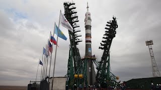 LIVE Launch of Soyuz MS 26 crew to ISS [upl. by Noreh903]