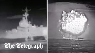 Ukraine sinks Russian warship near Crimea [upl. by Cardew]