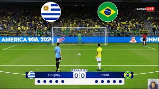 Uruguay vs Brazil  Penalty Shootout  Copa America 2024  Quarter Final  Vinicius vs Nunez  PES [upl. by Lisette]