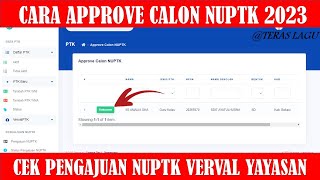 Vervalptk 2023  Cara Approve Penggajuan NUPTK 2023 Operator Yayasan [upl. by Hinman451]