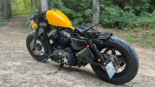 Harley Davidson Sportster XL 1200 Forty eight Bobber Custom Akrapovic CultWerk Exhaust [upl. by Ednutabab]