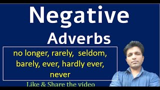 Negative adverbs seldom rarely never barely ever hardly ever etc  Adverbs  English grammar [upl. by Thurston]