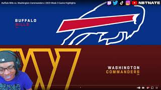 49ERS FAN REACTS TO Buffalo Bills vs Washington Commanders  2023 Week 3 Game Highlights [upl. by Livesay133]