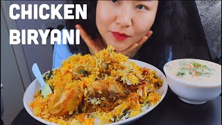 Chicken biryani with raita eating and cooking mukbang [upl. by Necyrb]