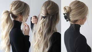 HOW TO EASY HAIRSTYLES wclaw clips  Claw clip hairstyles [upl. by Bonny399]