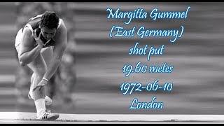 Margitta Gummel East Germany shot put 1960 metes 19720610 London [upl. by Alix]