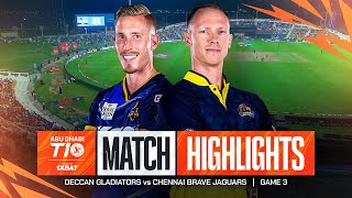 2024 Abu Dhabi T10 I Match 3 Highlights Deccan Gladiators vs Chennai Brave Jaguars  Season 8 [upl. by Ddahc441]