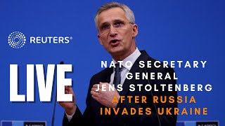 LIVE NATO SecretaryGeneral Jens Stoltenberg speaks after Russian forces invade Ukraine [upl. by Enelrihs]