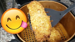 PESCADO FRITO EMPANIZADO SIN ACEITE Saludable y Facil Apanado en Air Fryer [upl. by Anaitsirhc]