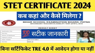 BPSC STET CERTIFICATE 2024 DOWNLOAD [upl. by Nirrad942]