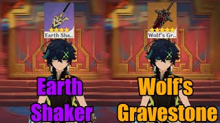 How Much Difference Between Earth Shaker Vs Wolfs Gravestone For Kinich  Genshin Impact [upl. by Cortney65]