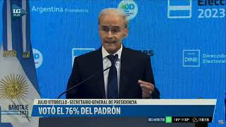 El Gobierno preciso que votó el 76 del padrón electoral [upl. by Atrim273]