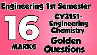 CY3151Engineering chemistryImportantQuestionsEngineering 1st semesterEngineering king [upl. by Atinuaj]