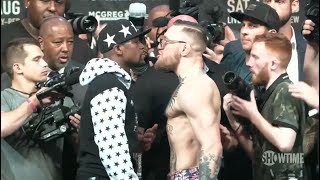 Mayweather vs McGregor World Tour New York Faceoff [upl. by Aynodal]