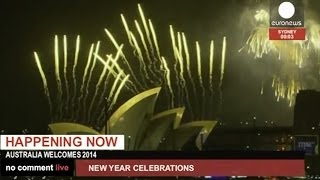 Happy New Year Fireworks over Sydney as 2014 comes to Australia recorded live feed [upl. by Llennej]