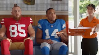 Little Caesars Pizza Commercial 2024 George Kittle AmonRa St Brown Ad Review [upl. by Oidgime728]