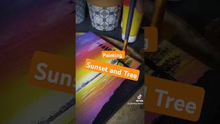 Tutoriel peinture coucher de soleil et arbre painting art acrylicpainting artist satisfying [upl. by Eittah16]