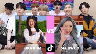 BTS REACTION KIKA KIM VS SIA JIWOO LATEST TIKTOK DANCE COMPILATION [upl. by Goerke]