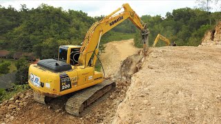 A Big New Road Construction  Excavators Digging The Limestone Hills [upl. by Haase]