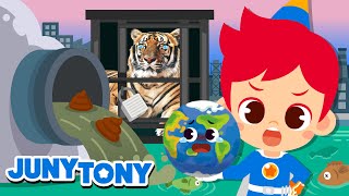 Let’s Protect the Earth 🌎🐯💧  Earth Day Compilation  Environment Song for Kids  JunyTony [upl. by Niamor520]