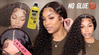 HD LACE WIG INSTALL USING EBIN LACE Spray 😍 No Glue MELT  5x5 HD 30quot Curly Closure Wig  UNice [upl. by Davine553]