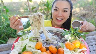 THAI BOAT NOODLES MUKBANG OUTSIDE  SASVlogs [upl. by Ytinav431]