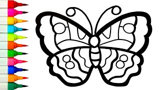 Butterfly Drawing Easy  How to Draw Butterfly Step by Step Easy  Monarch Butterfly Drawing [upl. by Neerehs957]