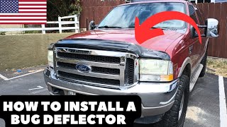 how to install a bug deflector ford excursion  F250  F350 [upl. by Tybi]