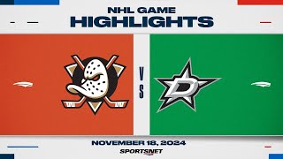 NHL Highlights  Ducks vs Stars  November 18 2024 [upl. by Adnama163]