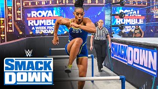 Bianca Belair soars through Bayley’s Ultimate Athlete Obstacle Course SmackDown Jan 22 2021 [upl. by Haidebez]