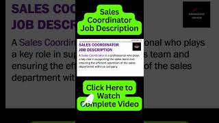 Sales Coordinator Job Description  Sales Coordinator Responsibilities and Duties [upl. by Aicilyt]