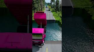 Dump trucks vs water pit 2  BeamNG drive carsvswater [upl. by Llirpa]