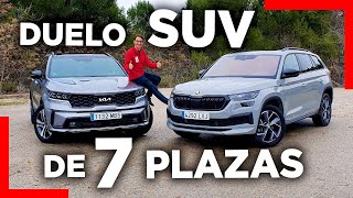 COMPARATIVA KIA SORENTO vs SKODA KODIAQ  DOS SUV de 7 plazas  HÍBRIDO vs DIÉSEL [upl. by Hellman589]