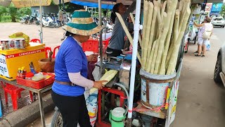 Kamboçya SİEMREAP ta 1 dolara şeker kamışı suyu 070 sente Fıçı Bira içebilirsiniz 🇰🇭 [upl. by Eenel]