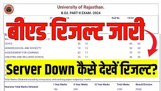 Rajasthan University BEd Result 2024  BEd 1st Year Result 2024  BEd 2nd Year Result [upl. by Nilo]