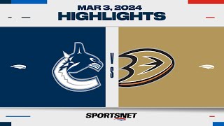 NHL Highlights  Canucks vs Ducks  March 3 2024 [upl. by Curran]